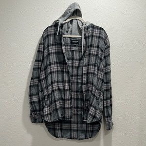 Pac Sun Plaid Button-Down Hoodie